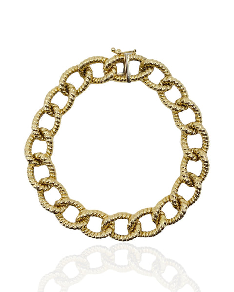 18k Gold Textured Link Bracelet (7.5