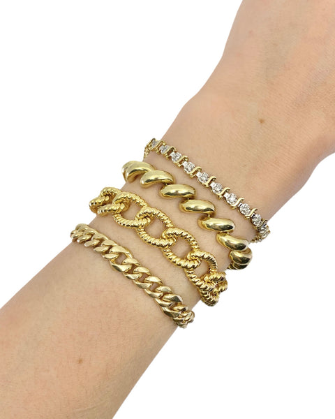 18k Gold Textured Link Bracelet (7.5")