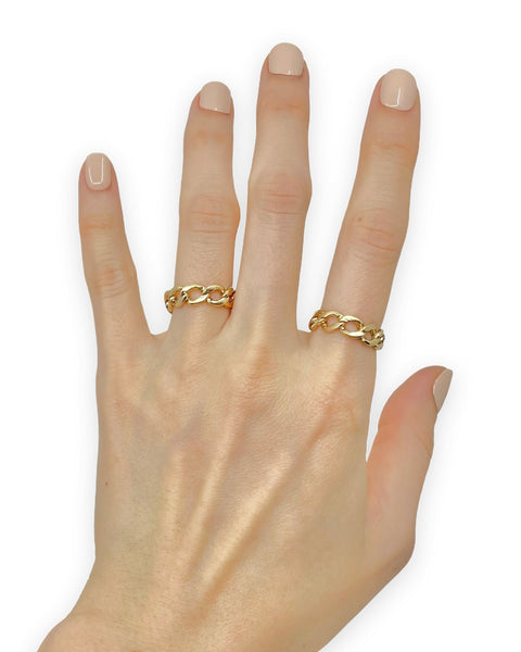 14k Gold Curb Chain Ring (6, 7.5, 8, 9, 10.75)
