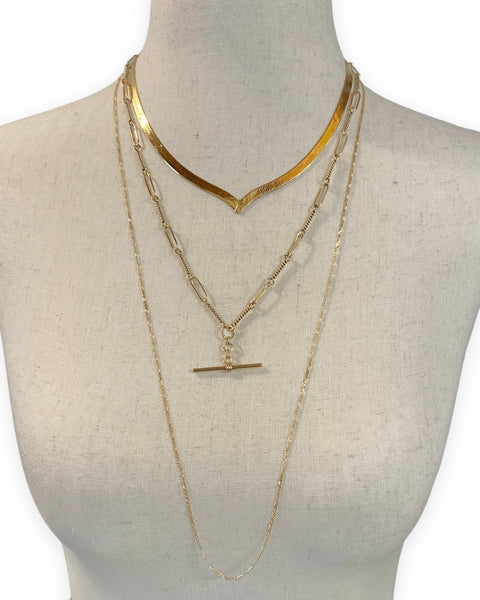 14k Gold V Herringbone Chain Necklace (16.375")