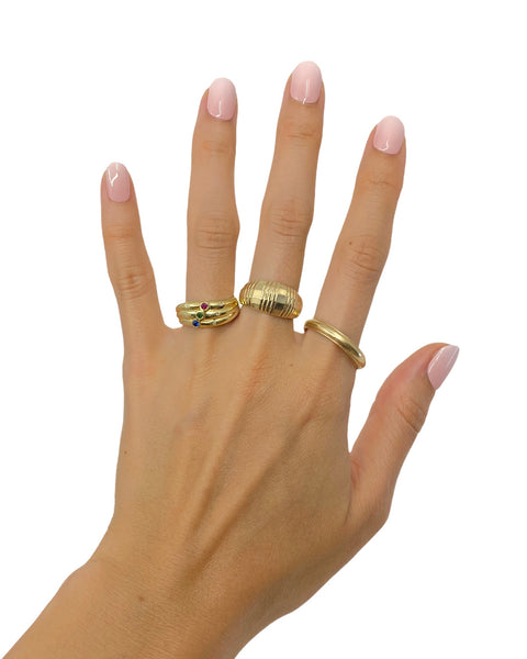 14k Gold Faceted Dome Ring (5.25)