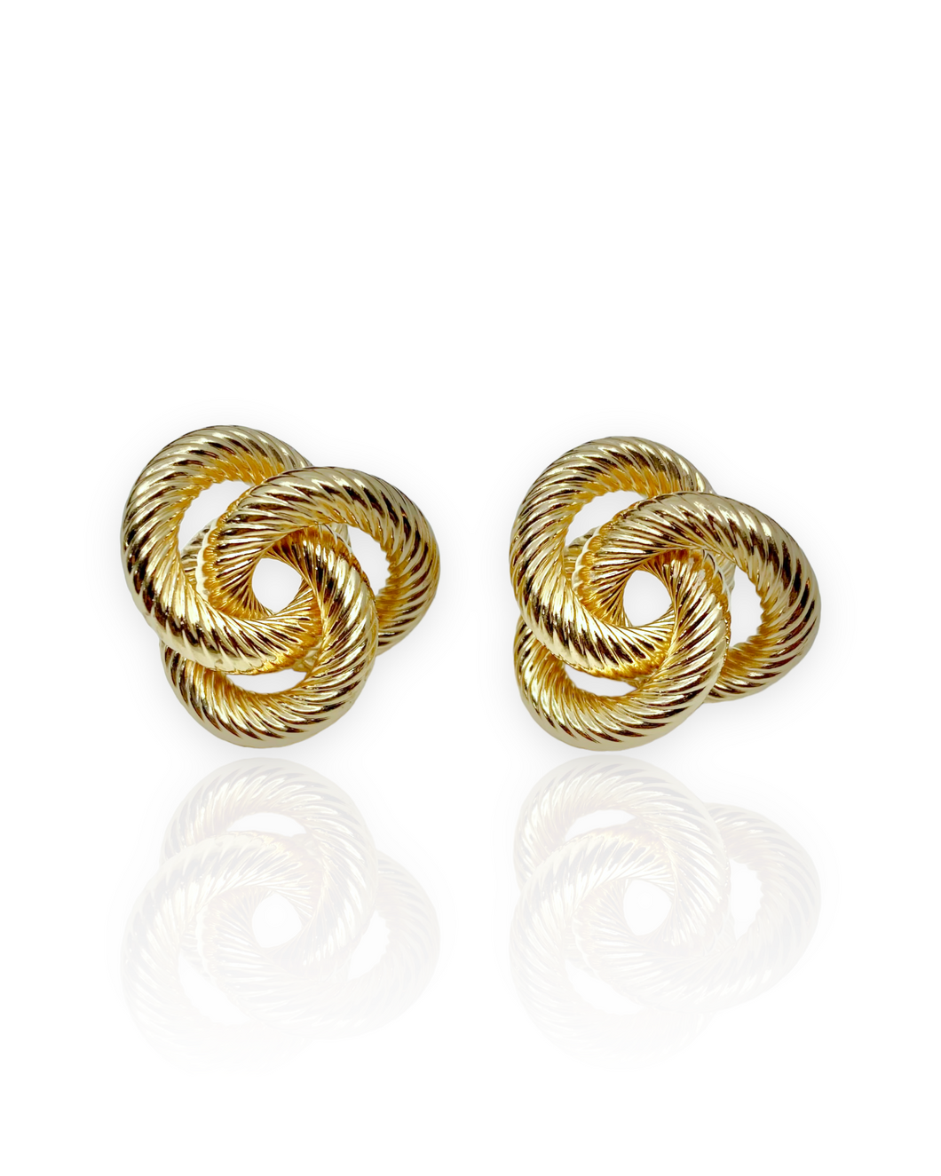 14k Gold Ribbed Knot Stud Earrings