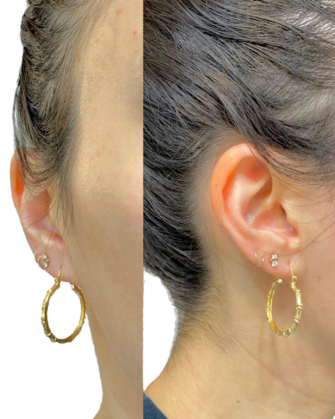 14k Gold Bamboo Hoop Earrings