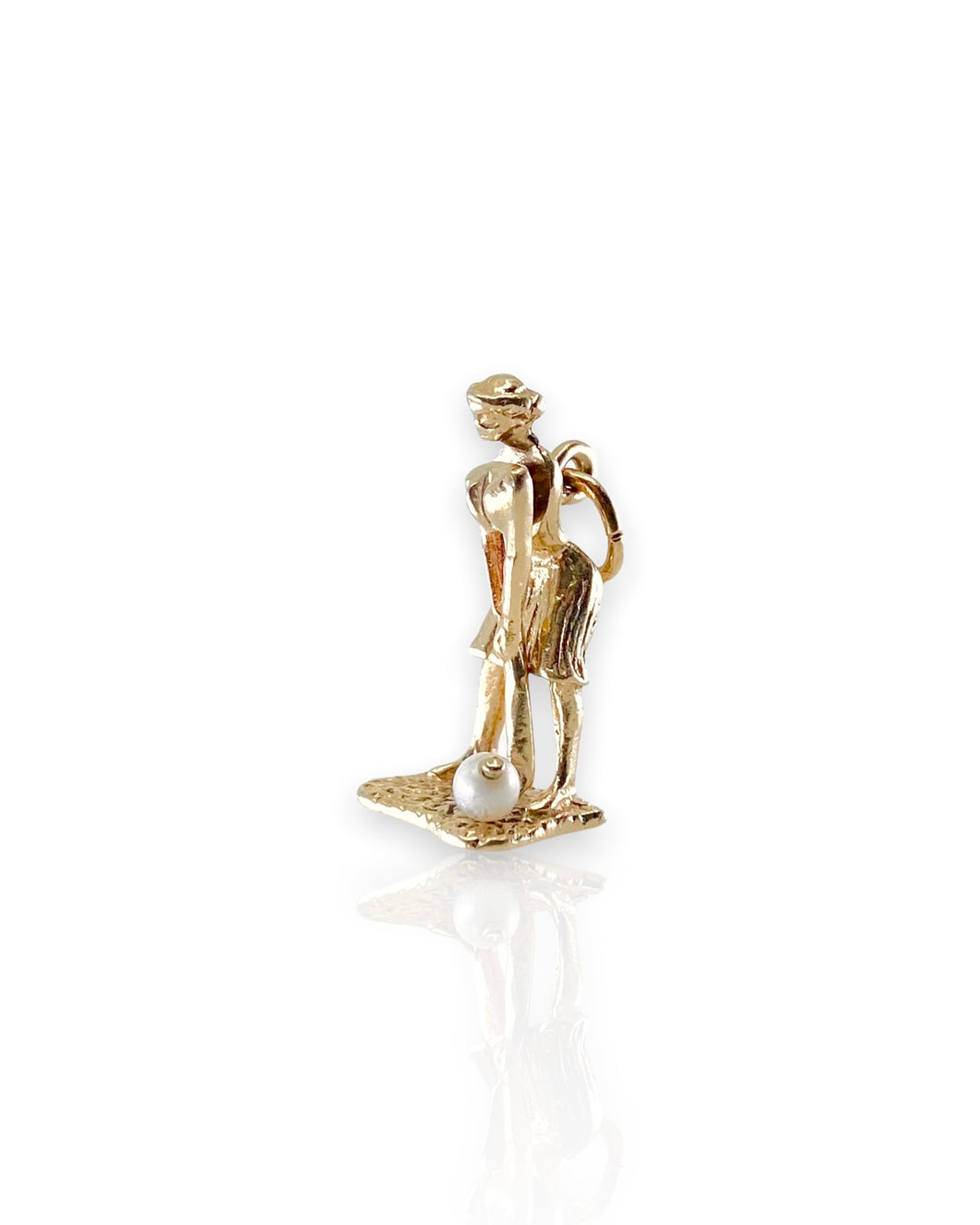 14k Gold Female Golfer Charm