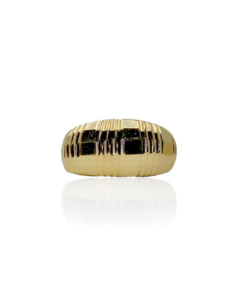 14k Gold Faceted Dome Ring (5.25)