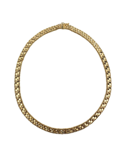14k Gold Fancy Brick Chain Necklace (16