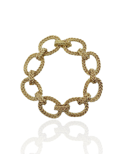 14k Gold Rope Oval Chain Bracelet (7.5