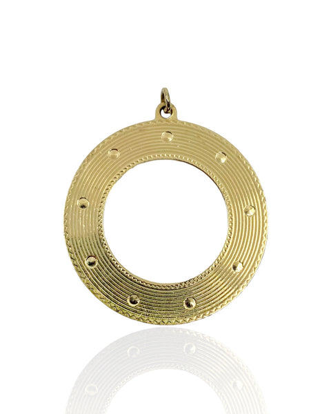 14k Gold Ringed Circle Charm