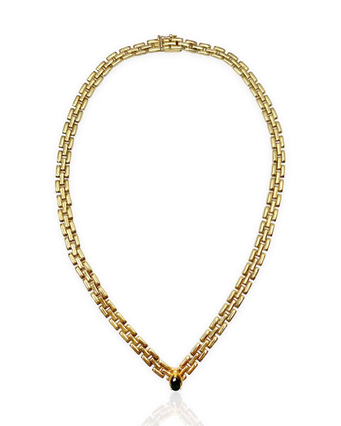 14k Gold Panther Link V-Necklace (16